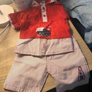 Red and White Striped Toddler Outfit